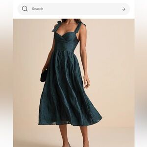 Lulu's loveliest muse dark teal burnout floral tie strapped midi dress